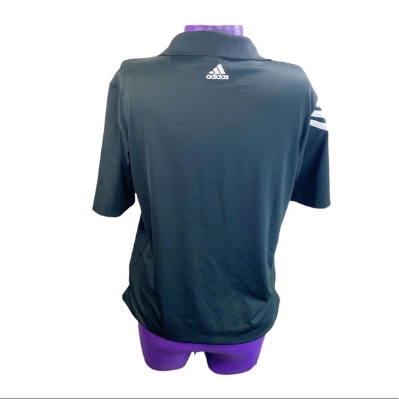 Adidas Golf PureMotion three stripe short sleeve polo black golf shirt - Picture 3 of 8
